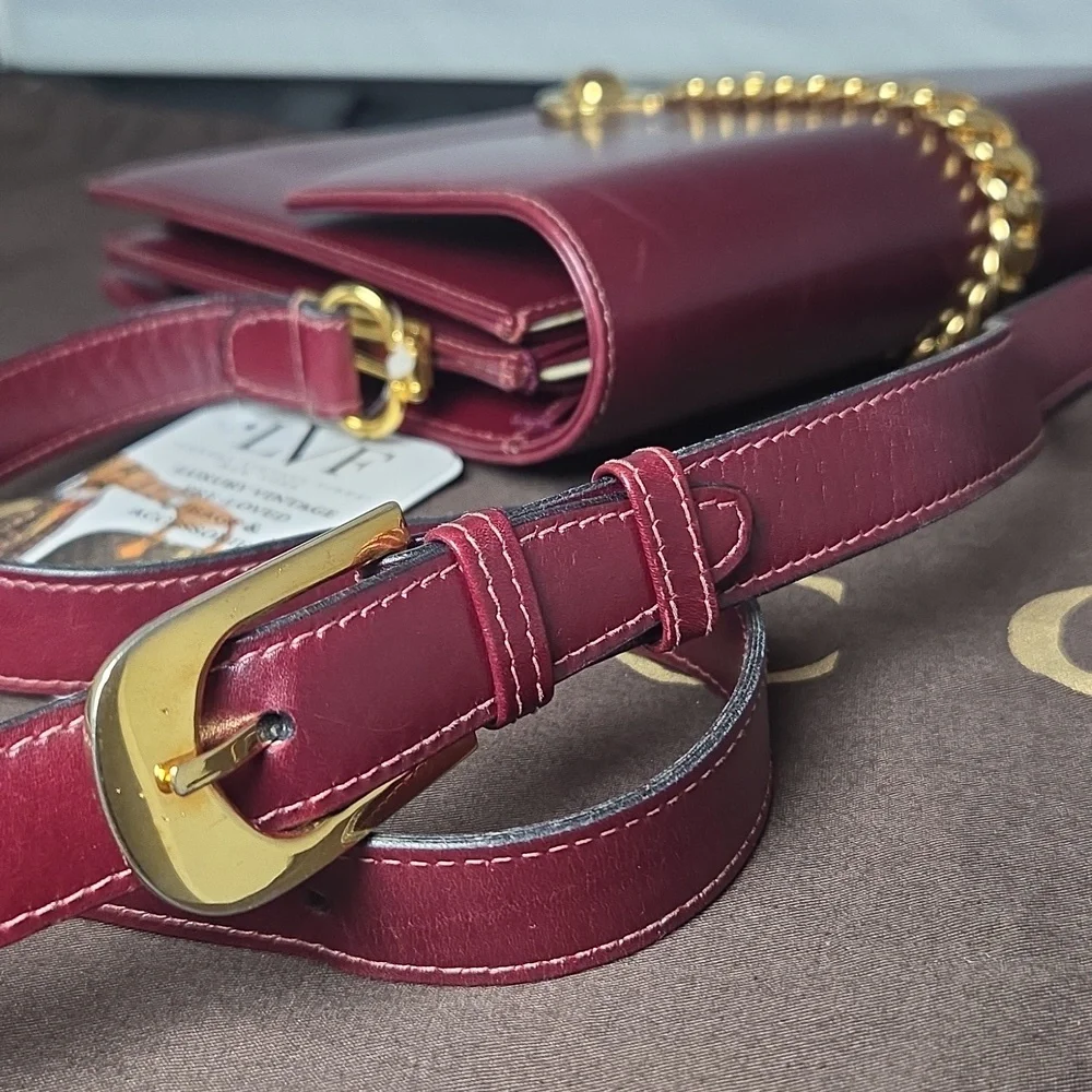 Gucci Boutique 1970s RARE  Bordeaux Leather 2way Bag Very limited Production - Picture 16 of 17